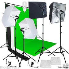 Linco Studio Lighting Light Video Photo Softbox Photography Kit Backdrop Muslin