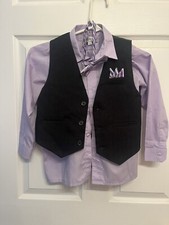 Boys Black and Purple 3-Piece Vest Set - Size 6