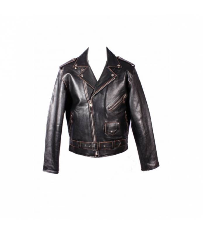 Chaqueta De piel hombre perfecto Brando Clásica efecto gastado OSX Mod. 113A