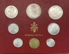 Moneta Vaticano Paolo VI Divisionale 8 valori 1967 con 500 Lire Argento FDC