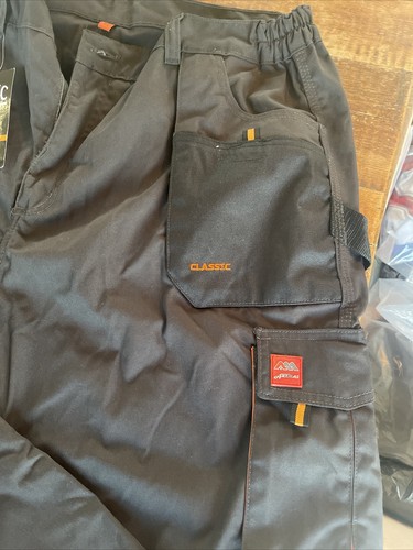 Work Trousers Pants Combat Style Heavy Duty ORANGE Multi Pockets Flexible Waist - Picture 2 of 3