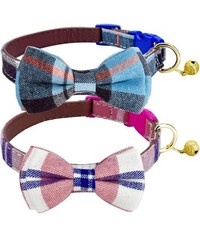 Adjustable Dog Collars with Bow Tie Bells 2-Pack for Small/Medium/Large Pets