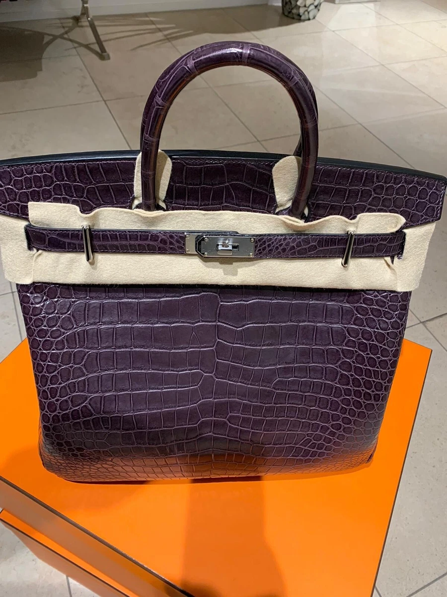 Hermes Hac 50 Birkin Bag Crocodile Mat Porosus Crocodile Palladium New Full