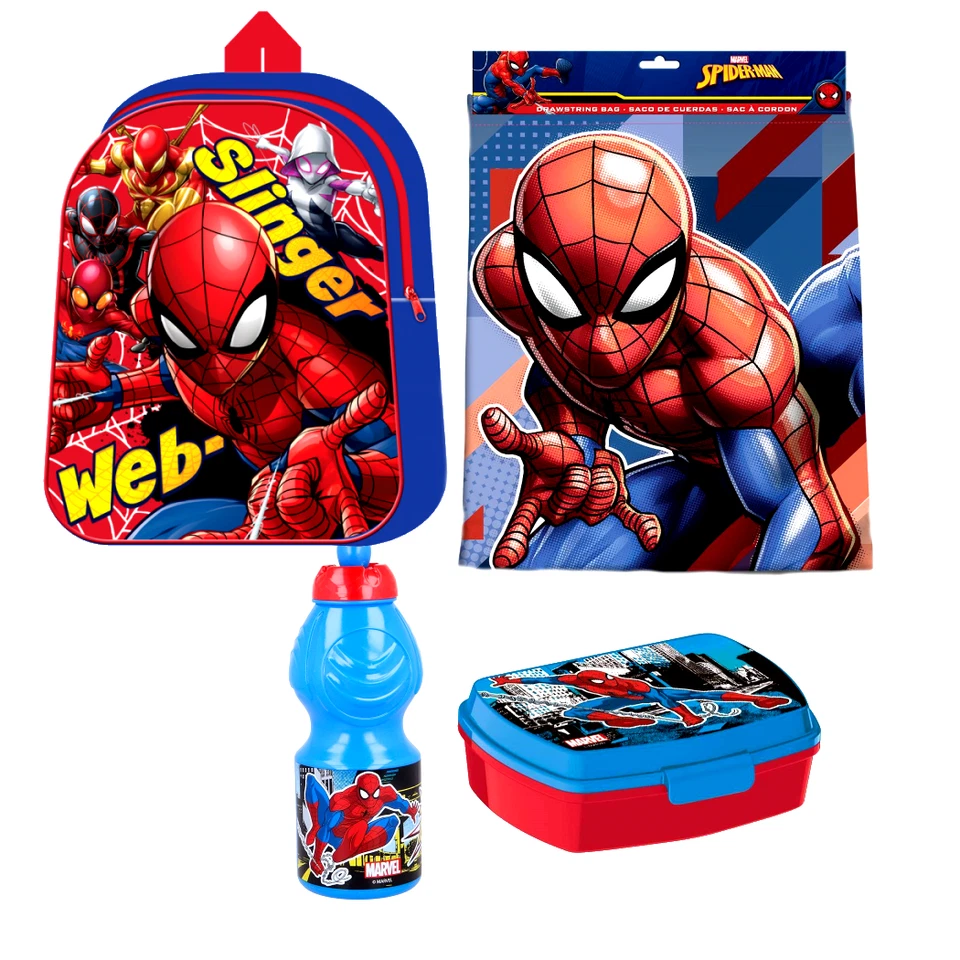Spiderman Spider 4 Teile Set RUCKSACK TASCHE KINDERGARTEN KINDERGARTENRUCKSACK