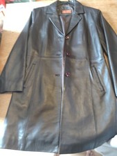 New Womens Long 3, 1/4 Length Real Leather Coat Size 14 Chocolate Brown