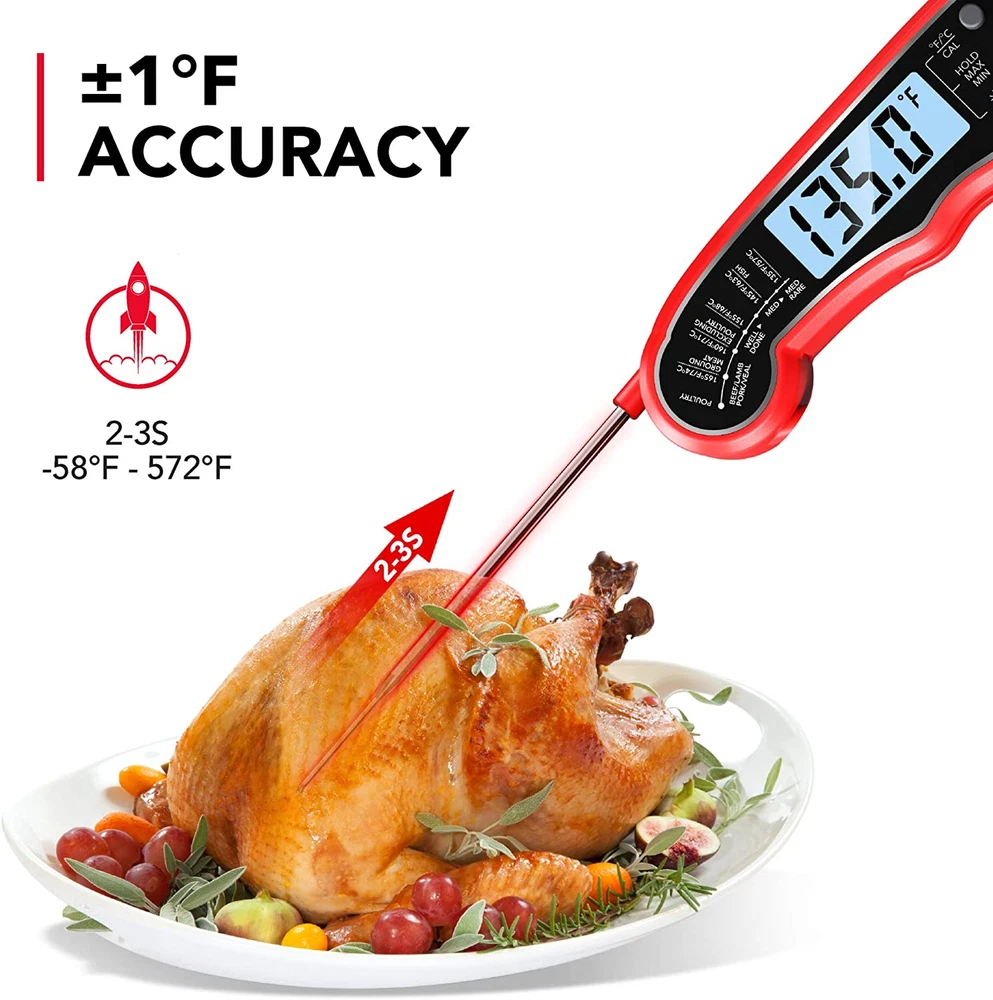 Meat Thermometer Instant Read Food Thermometer with LCD Backlight Calibration Wa Meat Thermometer Instant Read Food Thermometer with LCD Backlight Calibration Wa