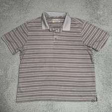 Eddie Bauer Polo Shirt Men Large Gray Travex Outdoors Stripe Cotton Blend
