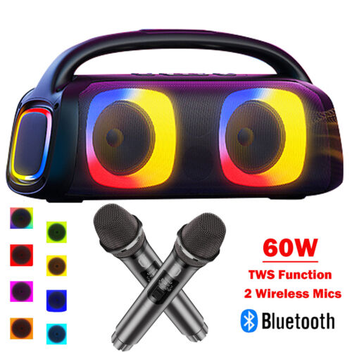 JYX Karaoke Machine Party Entertainment Speaker,Powerful Lound 60W+ 2 Microphes