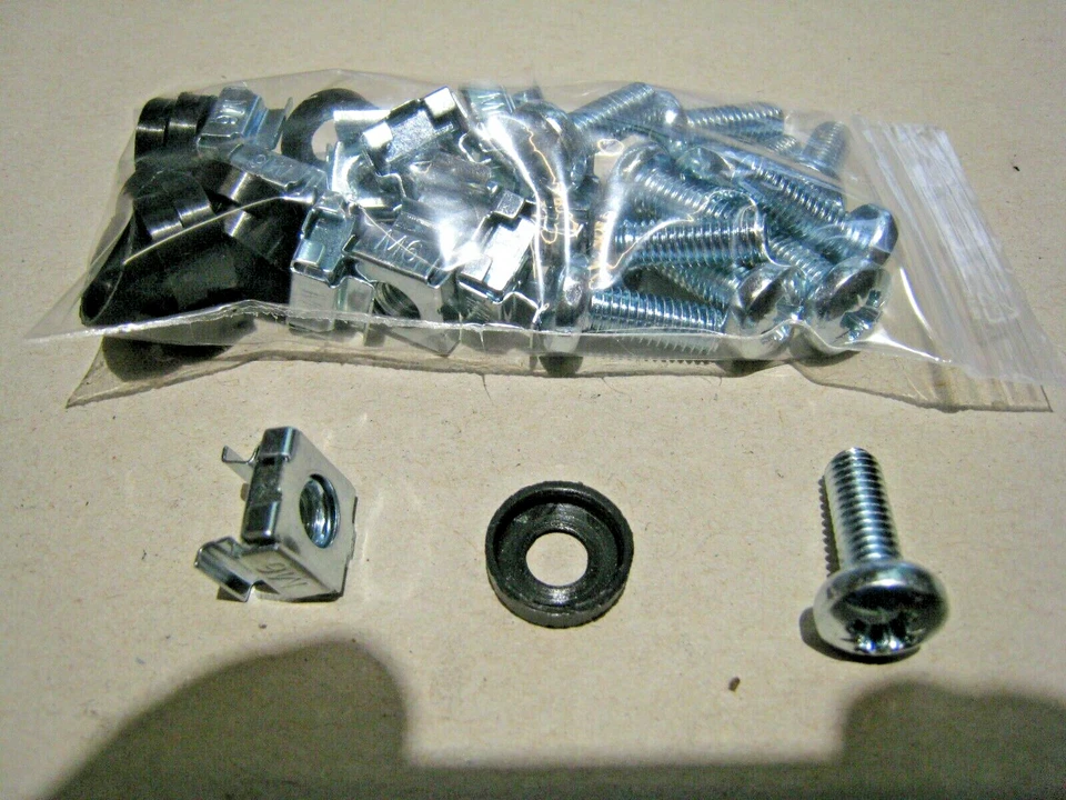 20 Stück Rittal Käfig Muttern Käfigmuttern M6 20 Stück Schrauben M6x16+Gummiring - Bild 2 von 4