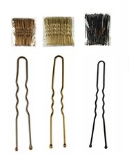 Black Brown & Blonde Enamel  Wavy Hair Pins Kirby Hair Grips Bun Clips UK SELLER