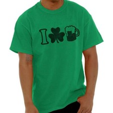 I Love Beer St Patrick's Pattys Day Shamrock Womens or Mens Crewneck T Shirt Tee