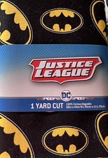 Dc Justice League Batman Logo Black Yellow 100 Cotton 1 Yard Cut 36inx44in