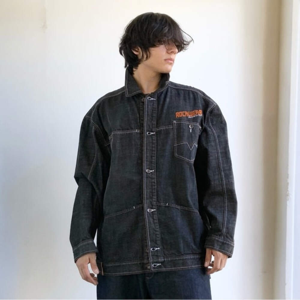 Men's Rocawear Black | Orange Fashion Denim Jacket NWT | eBay