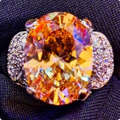 Sterling Silber Cocktail Ring 925 Zirkonia Rosa Eis Oval Ring Vintage 
