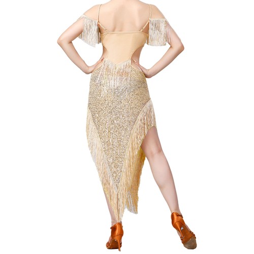 Damen-Tanzkleidung verstellbare Träger Kleid funkelnder Rock Tanz Clubwear Ballsaal - Bild 40 von 72