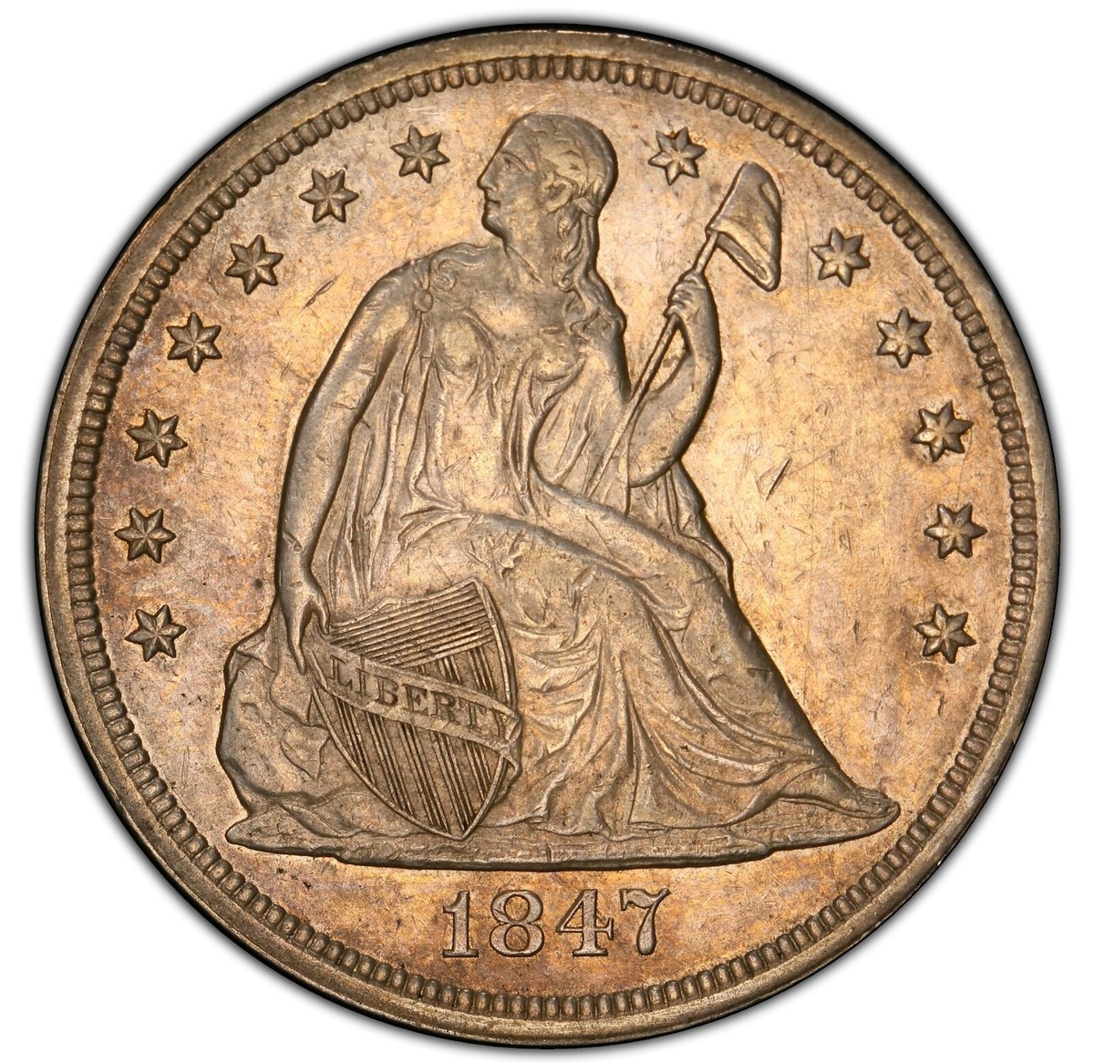 1847 $1 Seated Liberty Silver Dollar - PCGS XF DETAILS - LOOKS CH