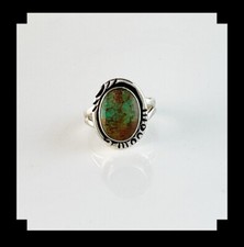 Hand Crafted Sterling and Royston Turquoise Ring  Size 7 3/4