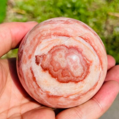 400g Natural Rhodochrosite Sphere Quartz Crystal Ball Jasper Specimen Healing