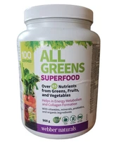 Webber Naturals All Greens Superfoods Blend Powder Drink Mix, 900g, 100 Servings