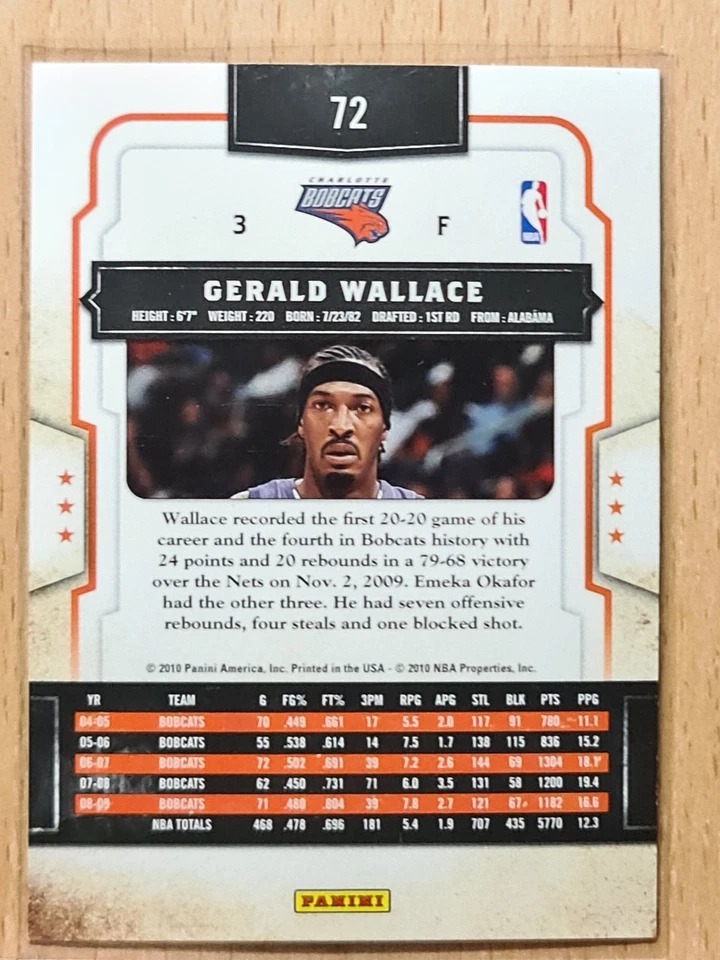 Bobcats clásicos Gerald Wallace #72 2009-10 L0133A Foto 2 de 2