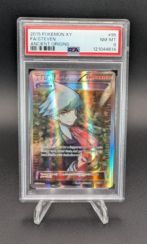 Steven 2015 Pokemon XY Ancient Origins Full Art #95 PSA 8
