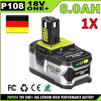 1X 18V 8.0Ah Akku für RYOBI One Plus Lithium RB18L50 P108 P109 Batterie 18 VOLT