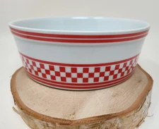 Donghia Japan For Toscany Red Checkmate Round Dish Bowl 7 3/4 Inch Diameter