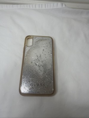 For iPhone XR Guess Los Angeles GOLD Glitter Clear Mobile Phone Case Cover
