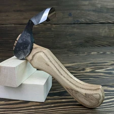 Hand-Forged Carving Adze Rounded Steel Blade Ash Handle Sheath Gift for Him.