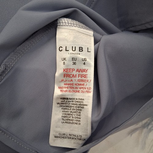 Club L London Feather Two Piece Outfit UK 8 Blue Tie Front Tags Preloved  - Foto 5 di 11