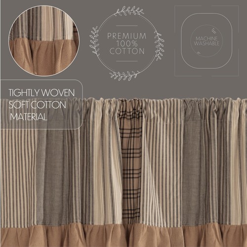 Sawyer Mill Charcoal Farmhouse Curtains for Kitchen Window Topper Linen Plaid... - Picture 5 of 8