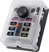 12 Volt Fuse Block, Waterproof 6 Way Box with 6 Ground Negative Busbar... 