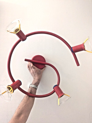 4-flammige Memphis Design Brilliant Deckenlampe Rare Vintage Wall Lamp 80er Bunt