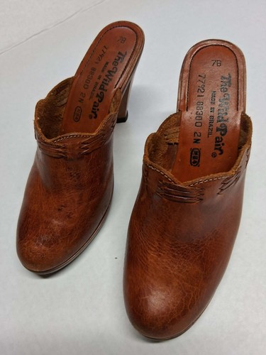 The Wild Pair Vintage 70's Clogs, Wood and Leather, Made in Brazil - Image 1