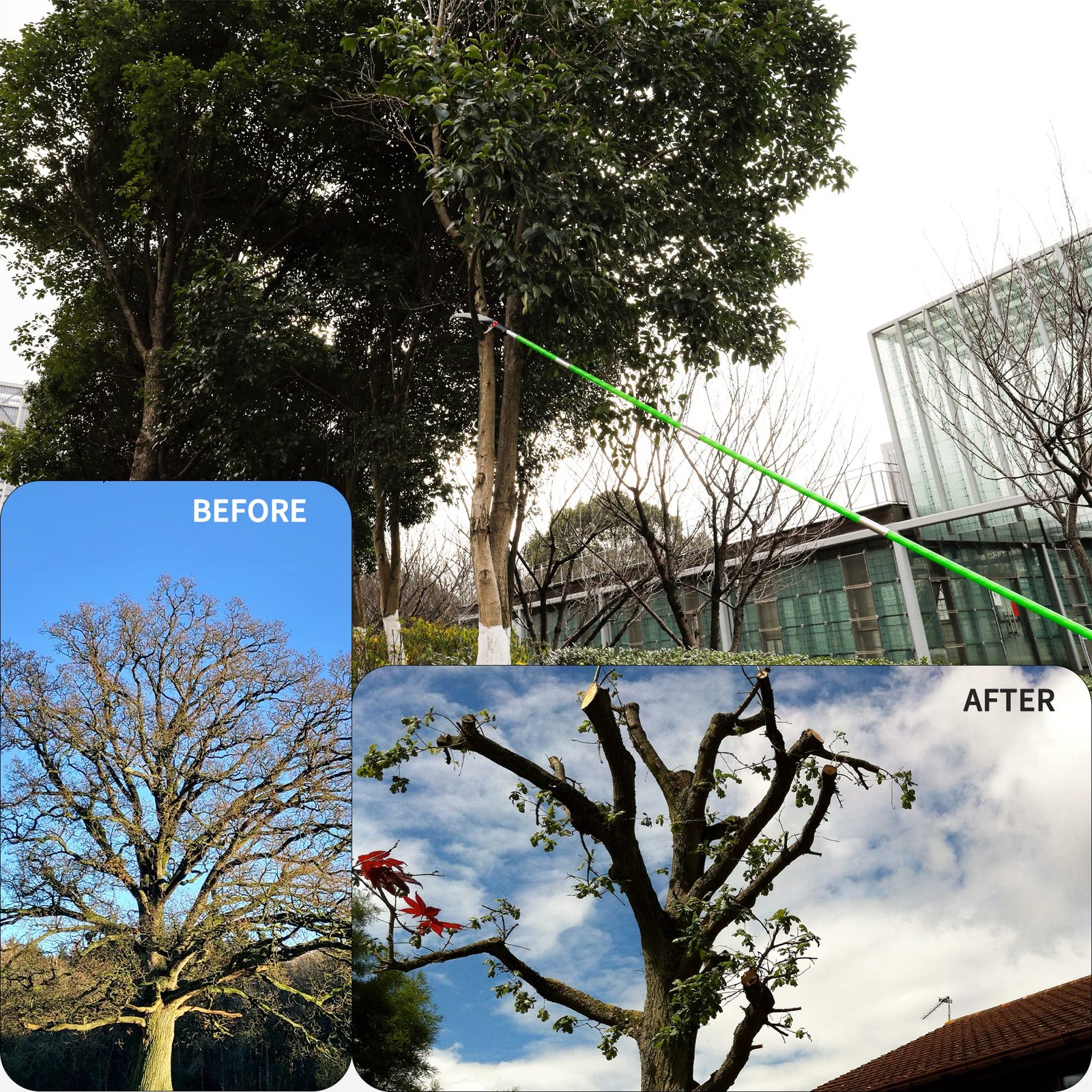 26 Feet Tree Pole Pruner Manual Branches Trimmer Extension Cut Tree Branch Ga...