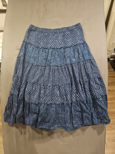 Lauren Ralph Lauren Womens Lined Blue Tiered Prairie Peasant Maxi Skirt Xl - Picture 1 of 4