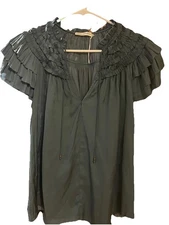 Ulla Johnson Aimee Top in Green Turquoise Short Sleeve 00