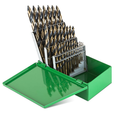 29Pc Hyper-Step M35 Cobalt Drill Bit Set, Altin Coated, 1/16'' to 1/2'' by 64Ths,