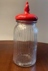 Glass Canister Jar w/ Ribbed Red Rooster Ceramic Lid | Farmhouse Kitchen Decor — photo 4