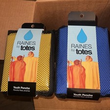 2 Waterproof Rain Ponchos for Youth by Totes - Blue And Yellow