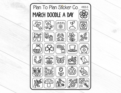 4103-3~~March Doodle a Day Planner Stickers.