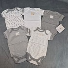 NEW Burt's Bees Bee Essentials Organic Short Sleeve Baby Bodysuits Onsies 5 Pack