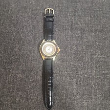 Gruen Gruen II Quartz Analog Dress Watch Gold Case Black Leather Strap