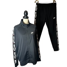 Nike Just Do It Tracksuit Set Mens Black Track Jacket Pants Athletic Wear