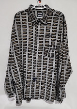 Phat Farm Denim Co. Men's Dress Shirt XXL Black Grey Logo Long Sleeve Button Up