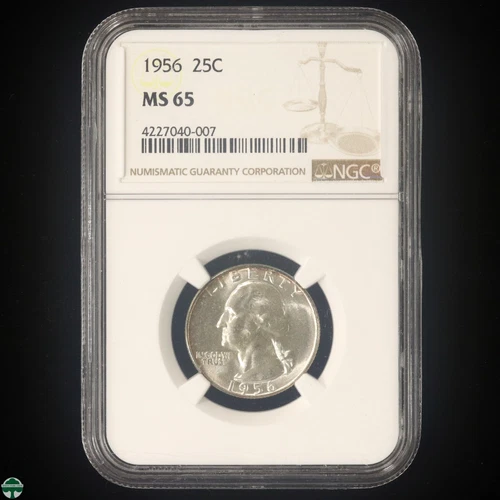 1956 Washington Silver Quarter NGC MS 65 Rim Toning