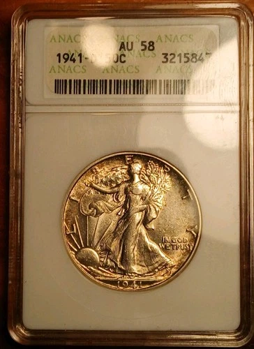 1941-D Walking Liberty Half Dollar ANACS AU58 *Old Soap Box Holder*