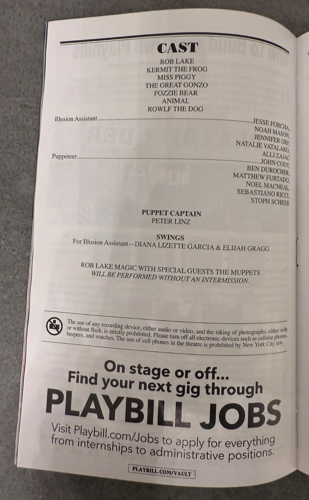 NEW BroadwayPlaybill 2025 Rob Lake Magic featuring Special Guests The Muppets