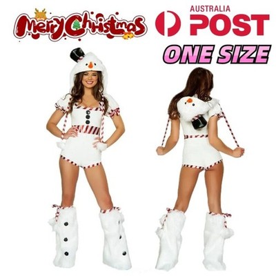 Women Christmas Cosplay Costume Jumpsuit Hat Leg Fancy Dress Party Xmas Outfits