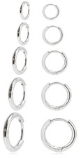 PAIR Men Women Surgical Stainless Steel Silver Thick Round Huggie Hoop Earrings
